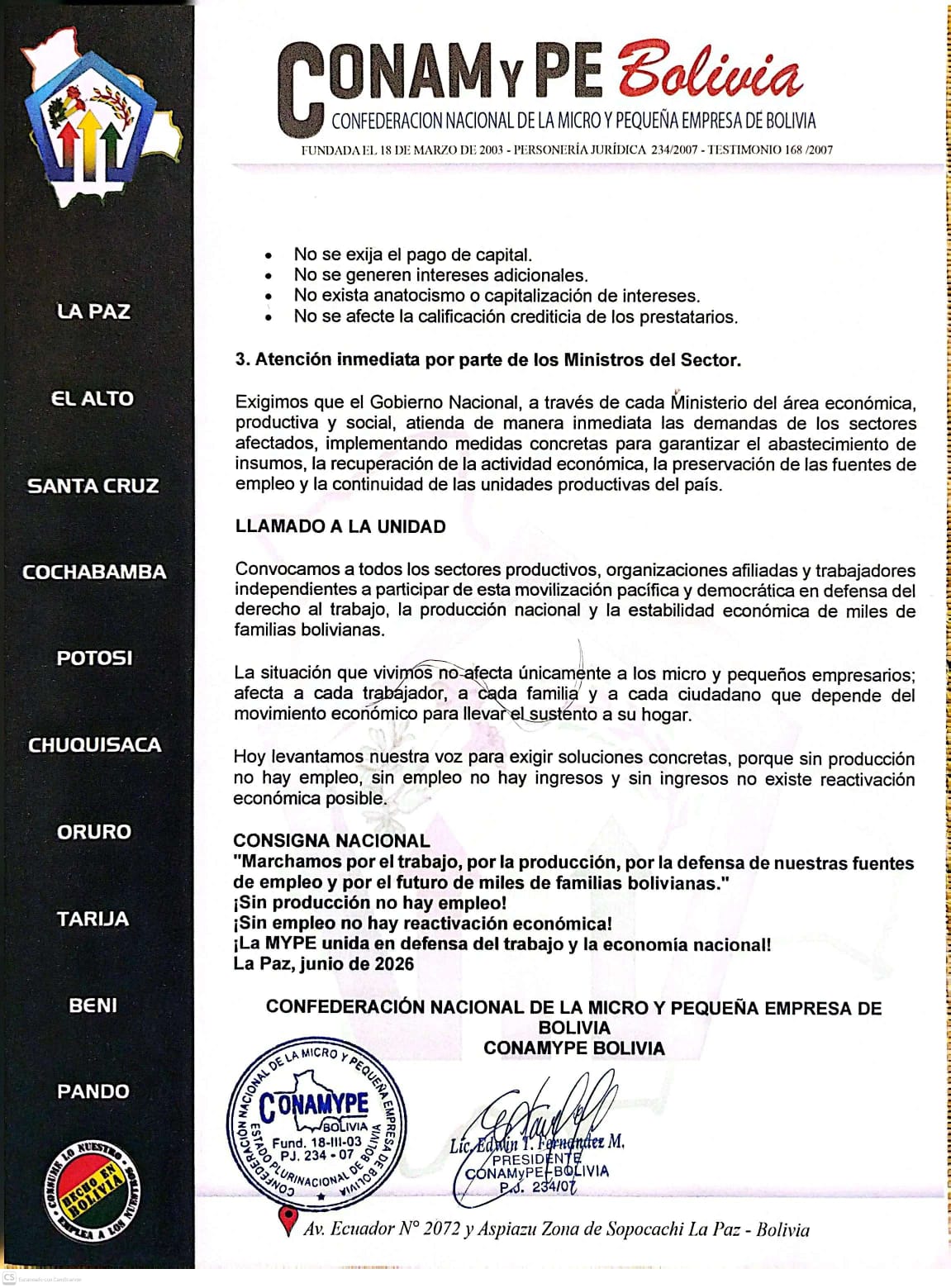 CONAMYPE Bolivia
